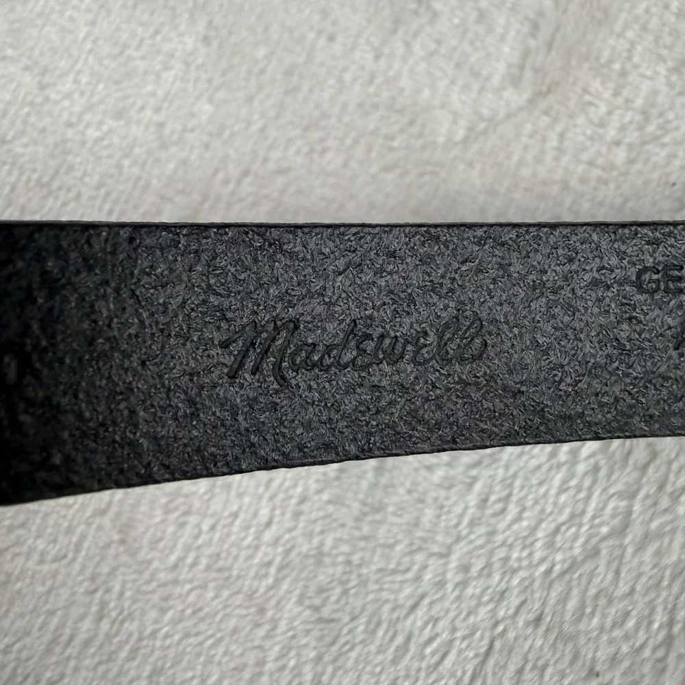 Madewell Italian Leather Belt Womens Medium Black Brass Buckle Western Boho Chic